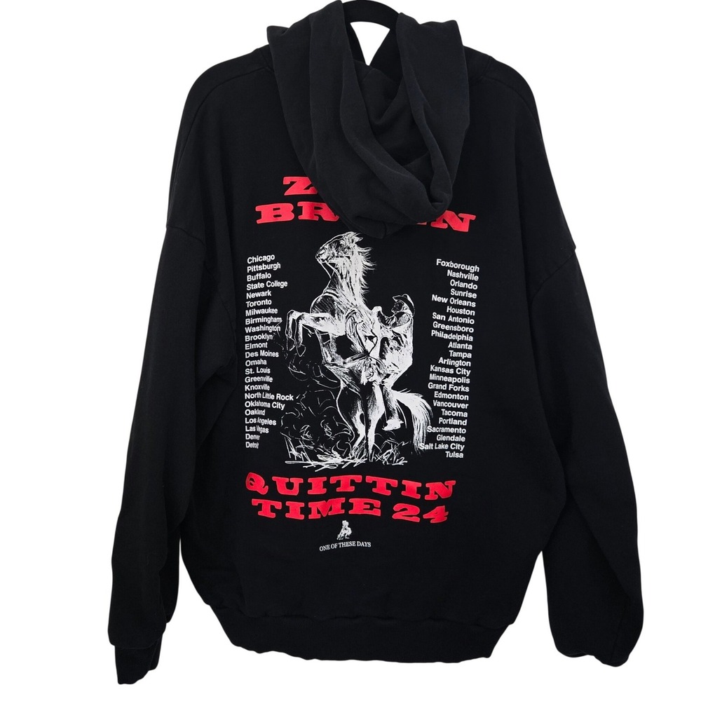 Zach Bryan Quittin Time Tour 2024 Hoodie L One of These Days Black Oversized